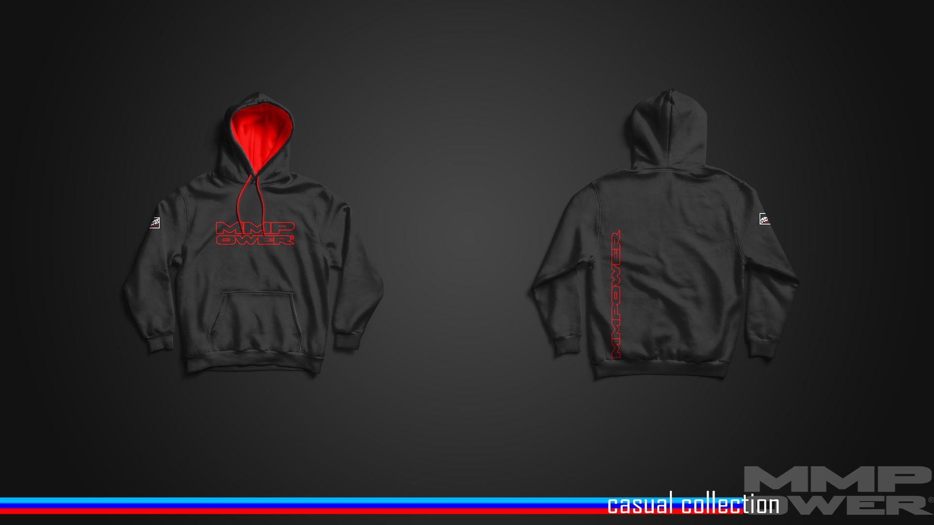 MMPower Özel Tasarım SweatShirt (Hoodie) Siyah Kırmızı Logolu